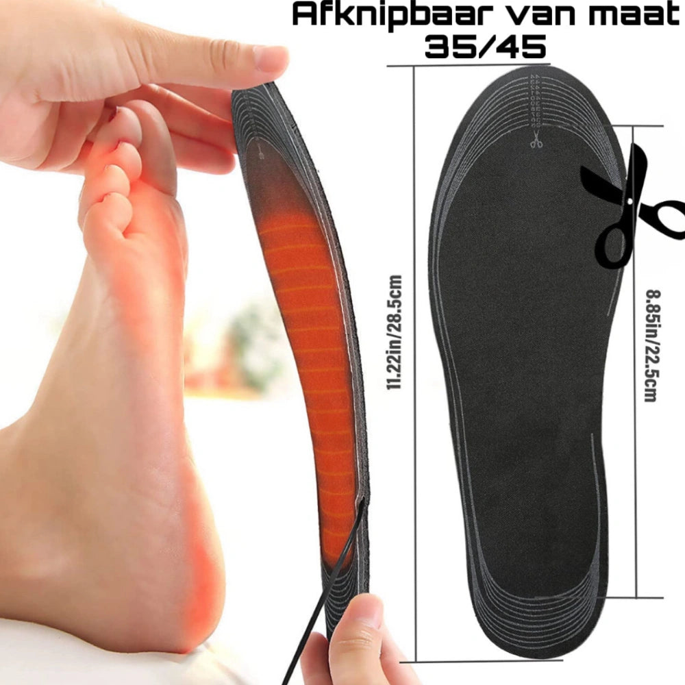 Elektrisch verwarmde inlegzolen USB - Op maat afknipbaar 35-46