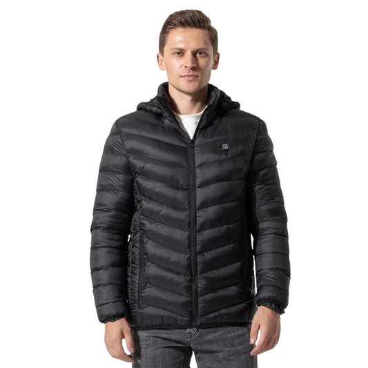 elektrische jas met instelbare temperatuur en oplaadbare batterij.