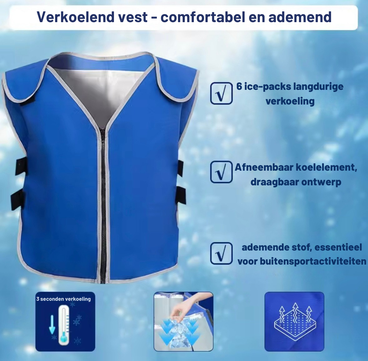 Koelvest - Ademend - Inclusief 24 Ice-packs